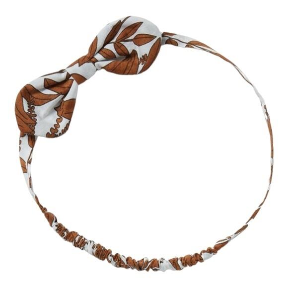 Janie and Jack Baby Vine Print Bow Headband Caramel Brown White Toddler Girl - Picture 1 of 5